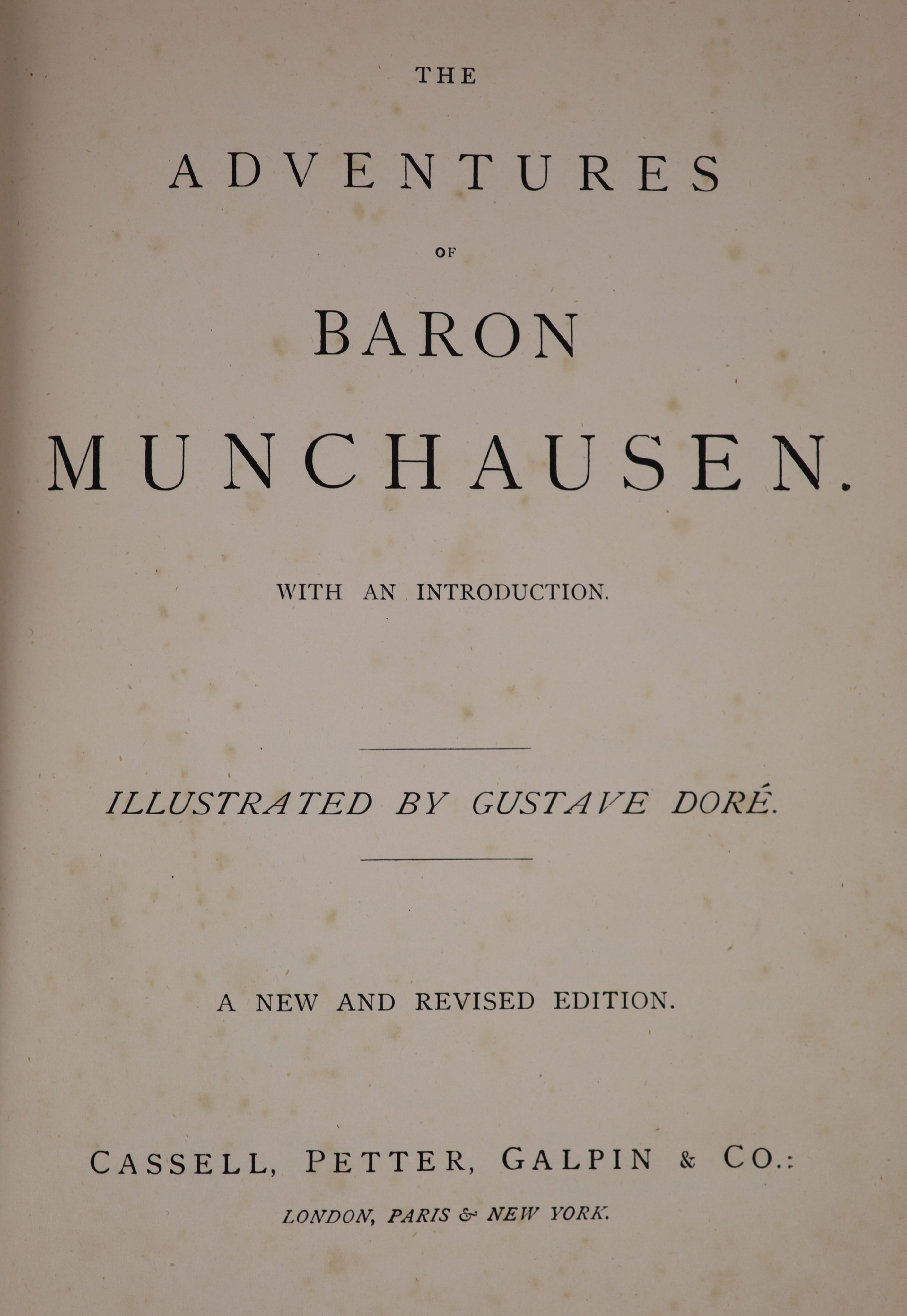 Salten, Felix - Bambi, 8vo, original green cloth, Simon and Schuster, New York, 1929; Raspe, Rudolf Erich - The Adventures of Baron Munchausen, illustrated by Gustave Dore, 8vo, original pictorial cloth, Cassell, Petter